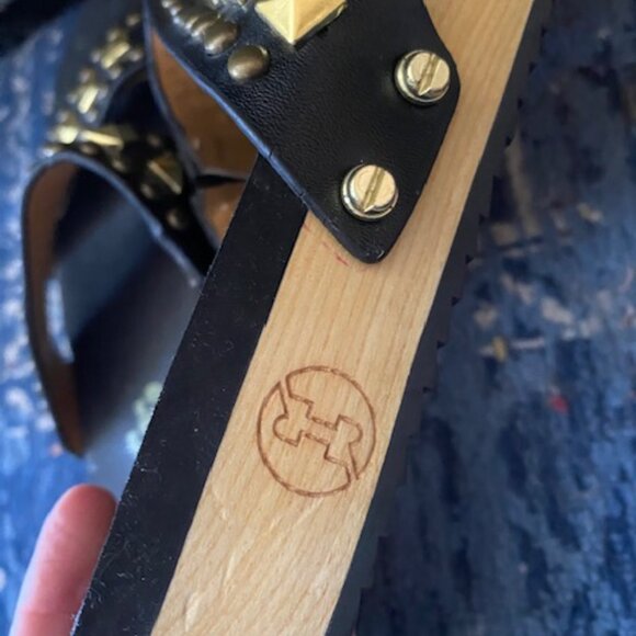 HARD TO FIND Flogg Studded Sandals - Wooden sole modern 70's style - Picture 5 of 8